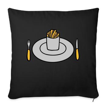 Assiette Français frites - Housse de coussin décorative 45 x 45 cm - noir - Devant