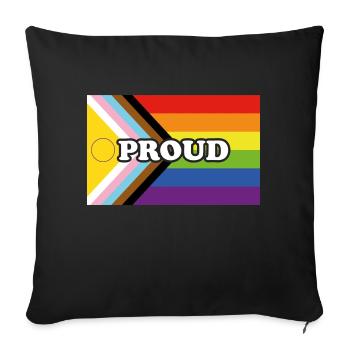 Drapeau de la fierté inclusive PROUD - Housse de coussin décorative 45 x 45 cm - noir - Devant