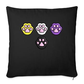 Süße Katze Pfote Nonbinary Flagge Fahne LGBTQ - Sofakissenbezug 45 x 45 cm - Schwarz - Vorne