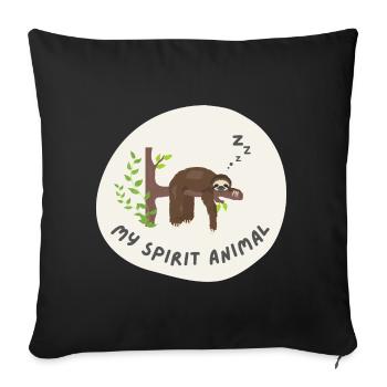 animal paresseux endormi - Housse de coussin décorative 45 x 45 cm - noir - Devant