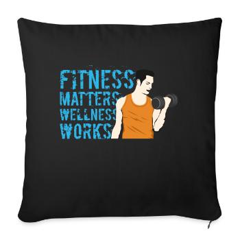 fitness matters wellness works - Sofa pillowcase 17,3'' x 17,3'' (45 x 45 cm) - black - Front