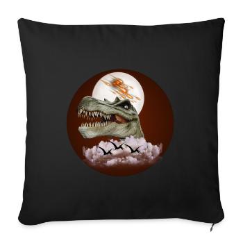 Dinosaur Lunch Time - Sofa pillowcase 17,3'' x 17,3'' (45 x 45 cm) - black - Front