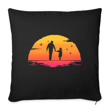 sunrise dad and daughter gift father and daughter - Sofa pillowcase 17,3'' x 17,3'' (45 x 45 cm) - black - Front
