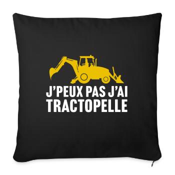 j'peux pas j'ai tractopelle t-shirt chantier - Housse de coussin décorative 45 x 45 cm - noir - Devant