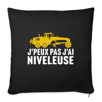 j'peux pas j'ai niveleuse t-shirt chantier - Housse de coussin décorative 45 x 45 cm - noir - Devant