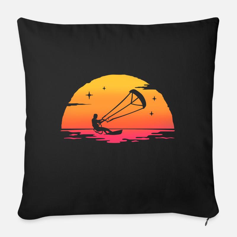 Sonnenaufgang Kitesurfen Kitesurfer - Sofakissenbezug 45 x 45 cm - Schwarz