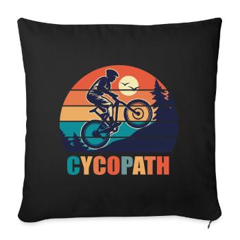 vélo bmx cycopath humour cycliste montagne - Housse de coussin décorative 45 x 45 cm - noir - Devant