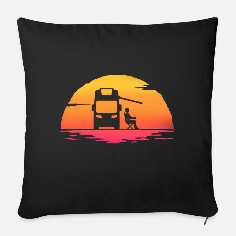 Sunrise Camper Camping Wohnmobil - Sofakissenbezug 45 x 45 cm - Schwarz