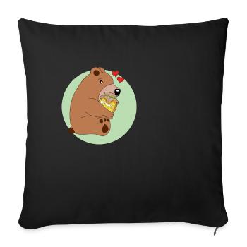 L’ours amoureux du miel - Housse de coussin décorative 45 x 45 cm - noir - Devant