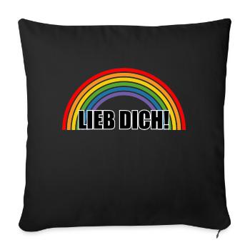 Regenbogen Lieb dich - Sofakissenbezug 45 x 45 cm - Schwarz - Vorne