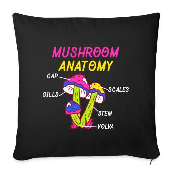 Mushroom Anatomy Gills Scales - Sofakissenbezug 45 x 45 cm - Schwarz - Vorne