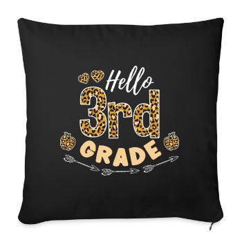 Bonjour Professeur léopard de 3ème année - Housse de coussin décorative 45 x 45 cm - noir - Devant