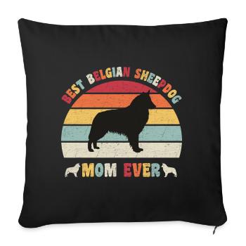 Meilleure maman chien de berger belge jamais amateurs de chiens vintage - Housse de coussin décorative 45 x 45 cm - noir - Devant