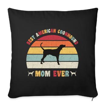 Meilleure maman américaine Coonhound jamais amateurs de chiens rétro - Housse de coussin décorative 45 x 45 cm - noir - Devant