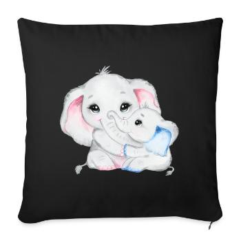 Elephant Family Mama Baby T-Shirt - Housse de coussin décorative 45 x 45 cm - noir - Devant