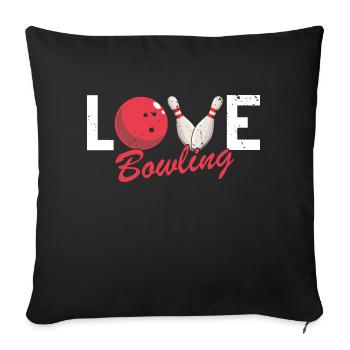 LOVE Bowling Cool Retro Vintage Bowler T-Shirt - Housse de coussin décorative 45 x 45 cm - noir - Devant