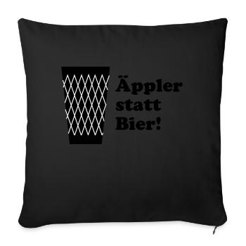 Geripptes Äppler statt Bier - Sofakissenbezug 45 x 45 cm - Schwarz - Vorne