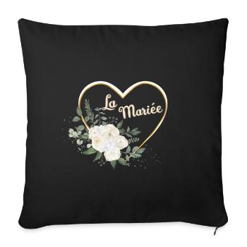 Die Braut Blumenherz Gold - Sofakissenbezug 45 x 45 cm - Schwarz - Vorne