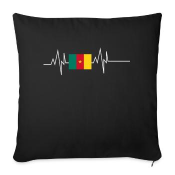 Kamerun Flagge Herzschlag - Sofakissenbezug 45 x 45 cm - Schwarz - Vorne