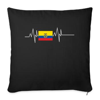 Ecuador Flagge Herzschlag - Sofakissenbezug 45 x 45 cm - Schwarz - Vorne