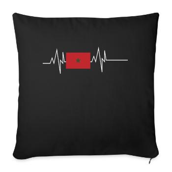 Morocco Flag Heartbeat - Sofa pillowcase 17,3'' x 17,3'' (45 x 45 cm) - black - Front