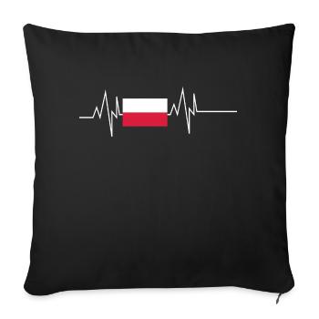 Poland Flag Heartbeat - Sofa pillowcase 17,3'' x 17,3'' (45 x 45 cm) - black - Front