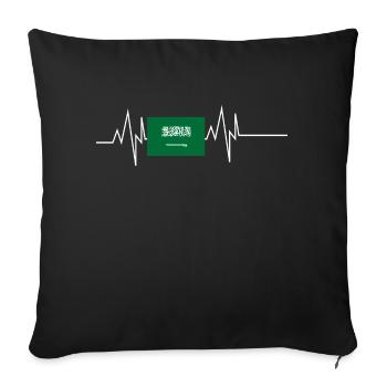 Drapeau de l’Arabie saoudite Battement de cœur - Housse de coussin décorative 45 x 45 cm - noir - Devant