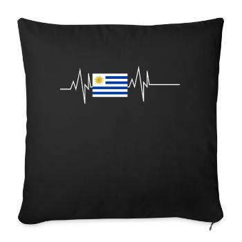 Uruguay Flag Heartbeat - Sofa pillowcase 17,3'' x 17,3'' (45 x 45 cm) - black - Front