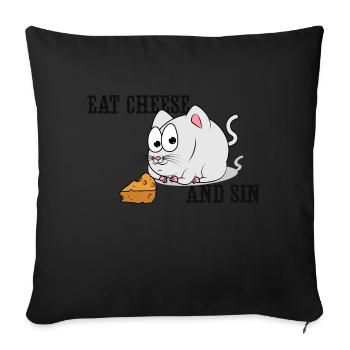 Eat Cheese And Sin - Sofa pillowcase 17,3'' x 17,3'' (45 x 45 cm) - black - Front