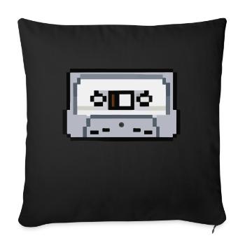 Cassette Idée cadeau rétro pixélisée - Housse de coussin décorative 45 x 45 cm - noir - Devant
