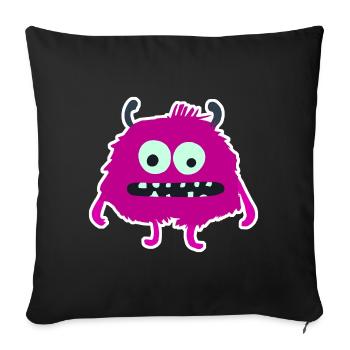 Purple Furry Monster | Cute Silly Creature  - Sofa pillowcase 17,3'' x 17,3'' (45 x 45 cm) - black - Front