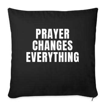 La prière change tout - Citations chrétiennes - Housse de coussin décorative 45 x 45 cm - noir - Devant