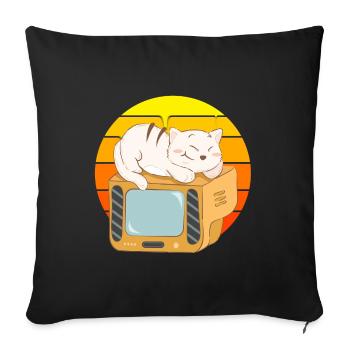 Cat Tv Sunset - Sofa pillowcase 17,3'' x 17,3'' (45 x 45 cm) - black - Front