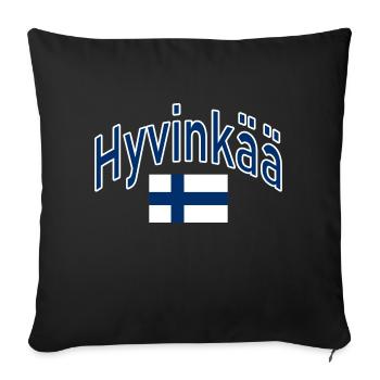 Hyvinkää drapeau finlandais - Housse de coussin décorative 45 x 45 cm - noir - Devant