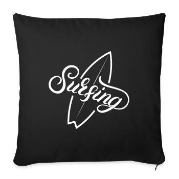 surf, fan de surf, surfing - Housse de coussin décorative 45 x 45 cm - noir - Devant