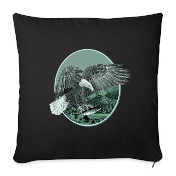 Eagle Eagle Motif Pygargue à tête blanche Chasse à la pêche - Housse de coussin décorative 45 x 45 cm - noir - Devant
