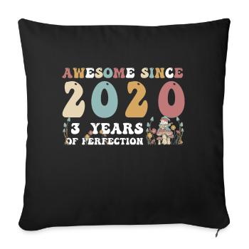 Awesome since 2020 3 Year of Perfection - 3rd - Sofa pillowcase 17,3'' x 17,3'' (45 x 45 cm) - black - Front