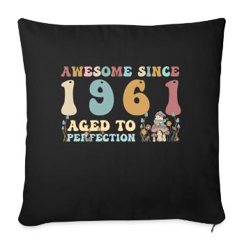 Awesome since 1961 - 62nd Birthday - 2023 Groovy - Sofa pillowcase 17,3'' x 17,3'' (45 x 45 cm) - black - Front