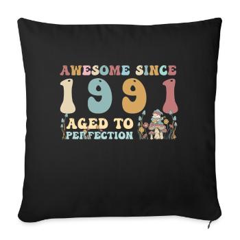 Awesome since 1991 - 32nd Birthday - 2023 Groovy - Sofa pillowcase 17,3'' x 17,3'' (45 x 45 cm) - black - Front