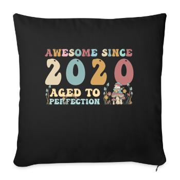 Awesome since 2020 - 3rd Birthday - 2023 Groovy - Sofa pillowcase 17,3'' x 17,3'' (45 x 45 cm) - black - Front