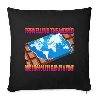 Voyager avec une barre de chocolat - Housse de coussin décorative 45 x 45 cm - noir - Devant