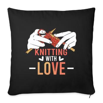 Knitting With Love – Stricken mit Herz - Sofa pillowcase 17,3'' x 17,3'' (45 x 45 cm) - black - Front