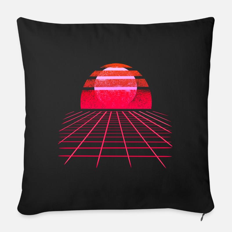 Sunset Vaporwave Retro Wave - Sofakissenbezug 45 x 45 cm - Schwarz