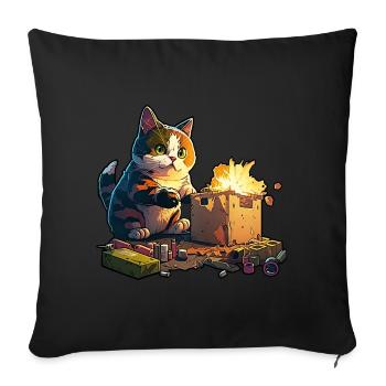Chat pyromane - Housse de coussin décorative 45 x 45 cm - noir - Devant