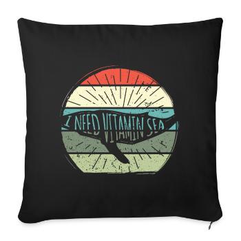 Vitamin Sea Retro Sun Badge - Sofa pillowcase 17,3'' x 17,3'' (45 x 45 cm) - black - Front