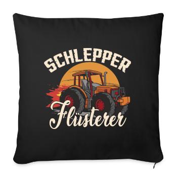 Schlepper Flüsterer | Traktor | Trecker - Sofakissenbezug 45 x 45 cm - Schwarz - Vorne