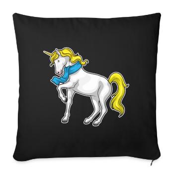 Foulard licorne - Housse de coussin décorative 45 x 45 cm - noir - Devant