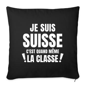 Suisse, je suis Suisse, fierté Suisse - Housse de coussin décorative 45 x 45 cm - noir - Devant