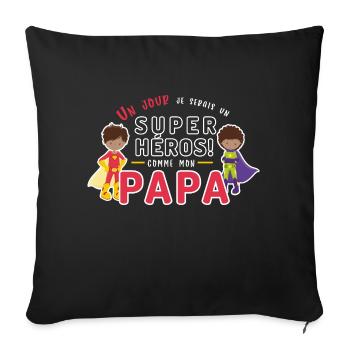 Un jour je serai un super héros comme mon papa - Housse de coussin décorative 45 x 45 cm - noir - Devant