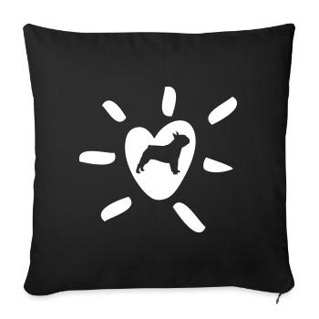 Herz Mops Sonnenstrahlen Hund Fan Liebe - Sofakissenbezug 45 x 45 cm - Schwarz - Vorne